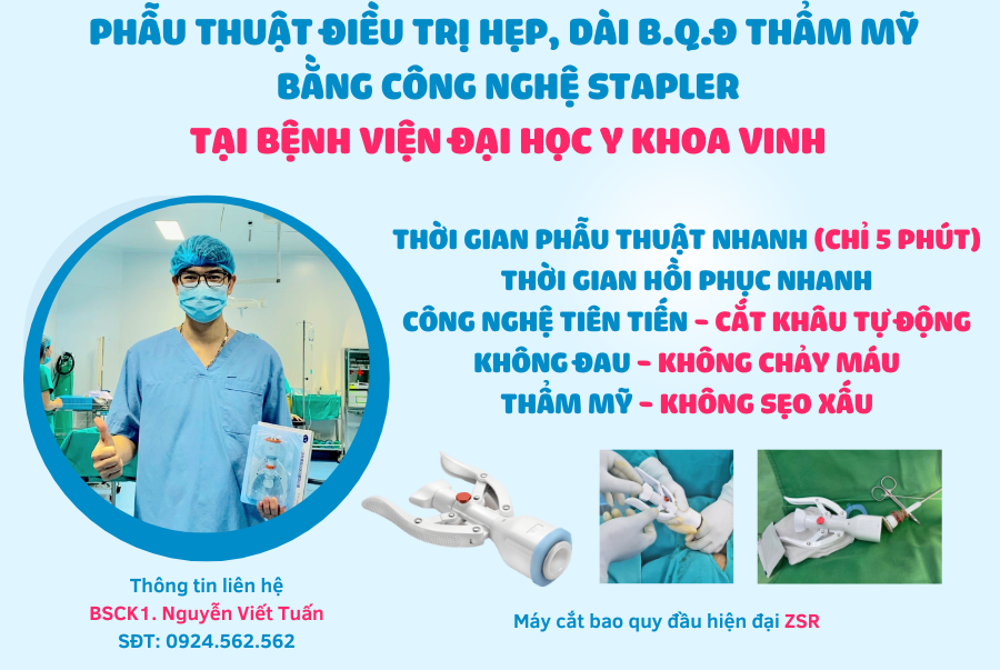 CẮT BAO QUY ĐẦU BẰNG CÔNG NGHỆ STAPLER TẠI BỆNH VIỆN ĐẠI HỌC Y KHOA VINH